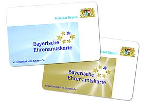 Bild einer blauen und goldenen Ehrenamtskarte